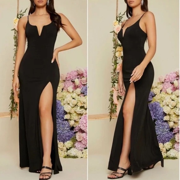 Dresses & Skirts - Luxe black one shoulder party formal evening prom wedding  dress